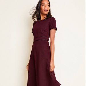 Ann Taylor leather trimmer plaid flare dress sz 6